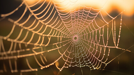 spider web with dew drops