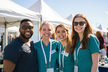 Dental Community Engagement: Image of dental professionals participating in community outreach events and health fairs to promote oral health.