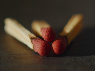 Vintage matches with red tips arranged against a blackboard background. Suitable for rustic and retro-themed designs.