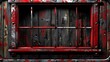 Grunge Wooden Bars Red Paint Splatter Dark Textured Background