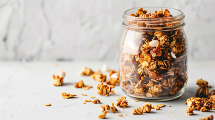 Wall Mural - homemade granola in glass jar.