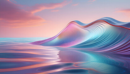 Wall Mural - Abstract pastel twilight colors and serene water reflections on digital art concept.