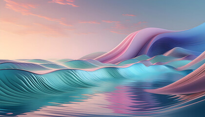 Wall Mural - Abstract pastel twilight colors and serene water reflections on digital art concept.