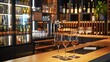 Modern wine bar with a selection of international wines on display, vibrant and trendy, perfect for urban nightlife or bar promotions