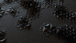 © RocknRoller Studios - Dark Modern Surface with Tetrahedrons. Black, Polygonal 3d Banner.