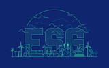 Fototapeta Konie - concept of ESG or environmental social and governance, graphic of city combined with ecology element 