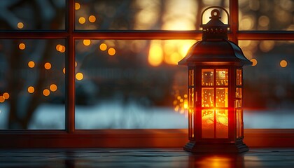 Canvas Print - a lantern with a glowing light inside