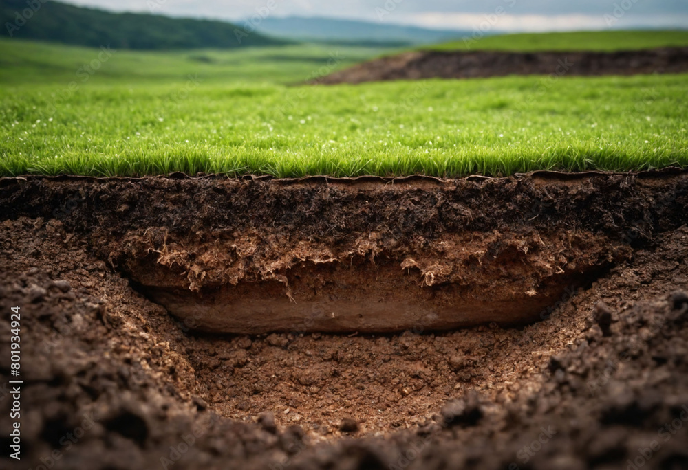 Underground soil layer of cross section earth, erosion ground with ...