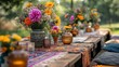 Flowers boho style party decorations