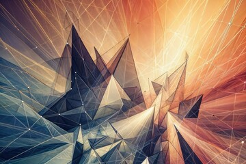 Poster - Colorful Triangles in Abstract Geometric Background