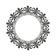 Elegant grey floral frame on white background