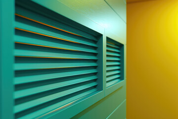 Sticker - A detailed close-up of modern blinds that effectively regulate indoor humidity.

