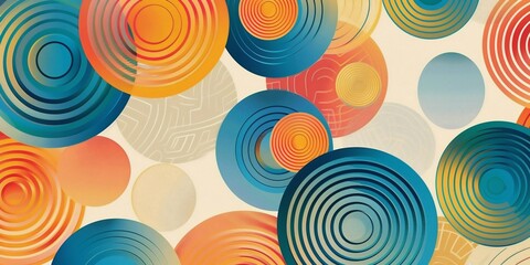 Poster - Abstract backgrounds geometric designs as circles in summer tone color.