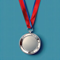 a winner background with a silver medal and a red ribbon dangling from it