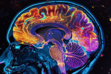 Canvas Print - Brain scan imagery highlighting areas affected by Alzheimer disease