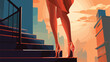 Woman in heels going up stairs outdoors closeup vector