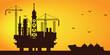 Silhouette of oil gas industry with chemical or petrochemical.