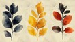 An abstract watercolor set of minimalist botanical illustrations. Amid century modern graphic design. Plant art design for social media, blog post, print, cover, wallpaper.