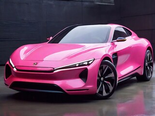 Eco electric pink car luxury evolution, ecology automotive.