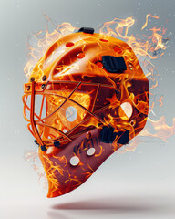 Wall Mural - Ice hockey goalie mask 3D generated, ad mockup isolated on a white and gray background.