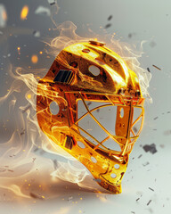 Wall Mural - Ice hockey goalie mask 3D generated, ad mockup isolated on a white and gray background.