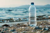 Fototapeta Panele - Water bottle plastic trash being recycled to reduce plastic waste.

