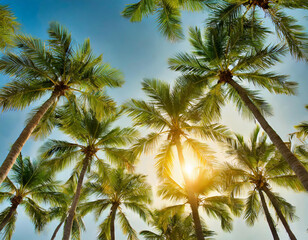 Poster - palm tree blue sky background