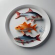 A fish on a plate with sauce and ketchup, goatfish recipe, fish wallpaper, fish with ketchup on wooden background, Seafood Symphony, Oceanic Delicacies