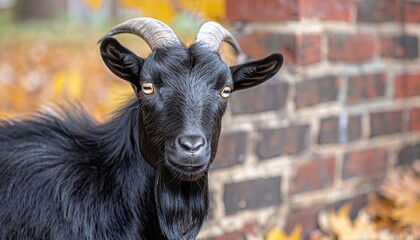 Wall Mural - Portrait of a black goat 