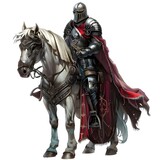 Fototapeta  - Horse knight in fantasy land isolated on white