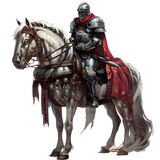 Fototapeta  - Horse knight in fantasy land isolated on white