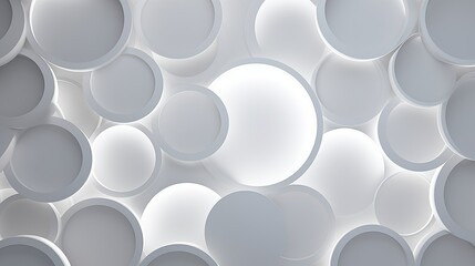 Canvas Print - Monochromatic Abstract 3D Render of Overlapping White Circles