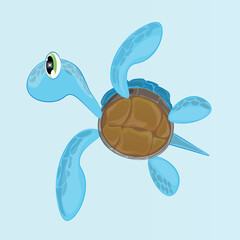 Wall Mural - Sea Turtle Leatherback Cartoon Vector Illustration.