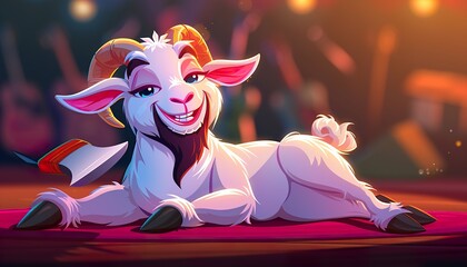 Poster - Vector illustration of funny Goat