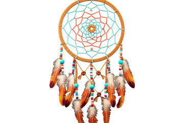 Wall Mural - Ethereal Whispers: A Colorful Dream Catchers Dance. On a White or Clear Surface PNG Transparent Background.