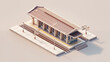 3d isometric view of a train station