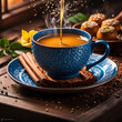 Honeyinfused tea in a coffee cup, sweetening the drinkware