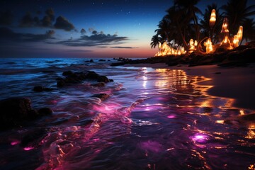RGB lightning neon ocean beach water glowing