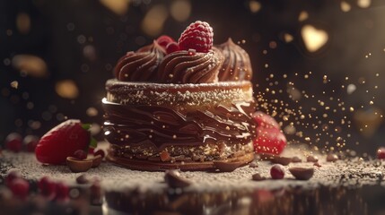 Wall Mural - The intricate details of the dessert are brought to life with the precision of an octane render, highlighting its exquisite craftsmanship.