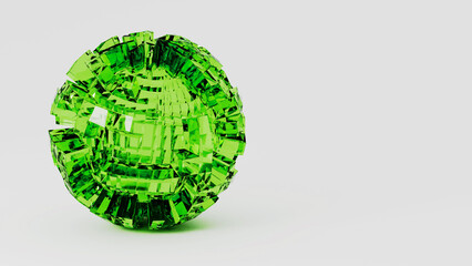 Aufkleber - A small green stone is resting on a smooth white surface, surrounded by vibrant green grass. The macro photography captures intricate details of the terrestrial plant, forming a beautiful contrast