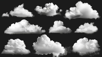 Poster - Isolated white cloud sky with cloudy air effect. 3D beautiful nature atmosphere vapor smoky steam.