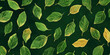 Seamless pattern of lush green leaves on a deep forest green background, botanical illustration