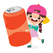 Cute Cartoon Kid Drinking Soda