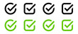 check box icon with correct, accept checkmark icons green tick box, check list circle frame - checkbox symbol sign. check mark box square frame	
