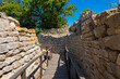 A wooden walkway in the ruins of Troy Ancient city in Canakkale Turkiye