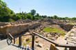 Troy ancient city ruins and wooden walkway. Visit Turkey concept