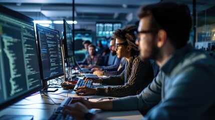 programmer working with software development and data coding in office aig41