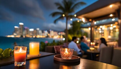 Wall Mural - Background inspired by summer beach restaurant, beautiful night.