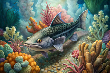 Wall Mural - sagor cat fish surrounded by beautiful coral