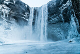 Skogafoss waterfall in Iceland in the winter